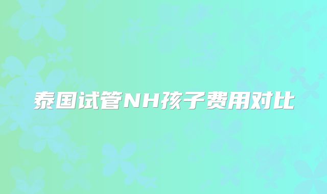 泰国试管NH孩子费用对比