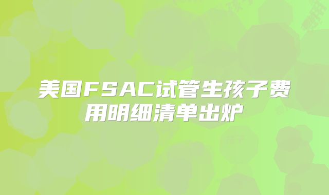 美国FSAC试管生孩子费用明细清单出炉