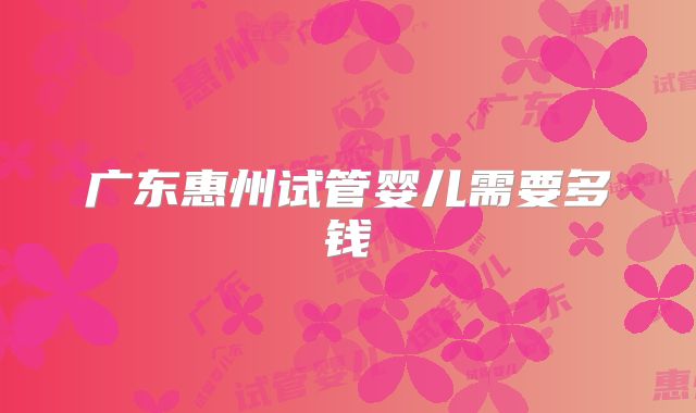广东惠州试管婴儿需要多钱