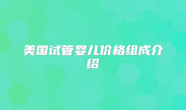 美国试管婴儿价格组成介绍