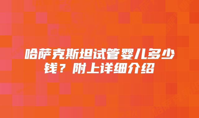 哈萨克斯坦试管婴儿多少钱？附上详细介绍