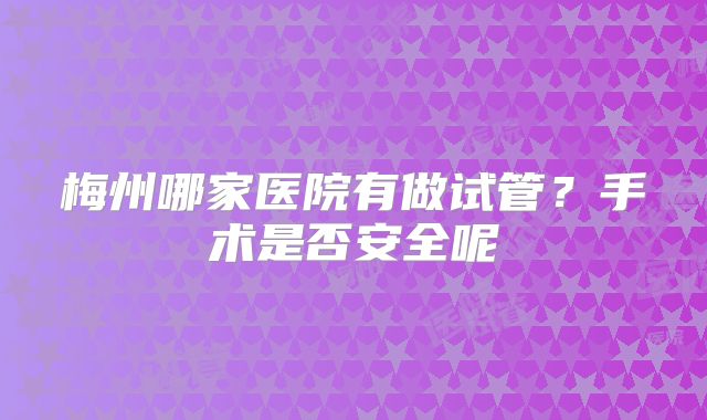 梅州哪家医院有做试管?手术是否安全呢