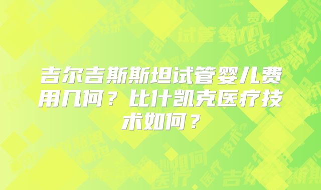 吉尔吉斯斯坦试管婴儿费用几何？比什凯克医疗技术如何？