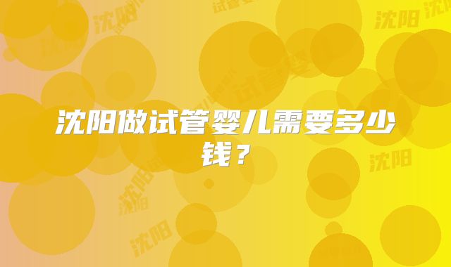 沈阳做试管婴儿需要多少钱?
