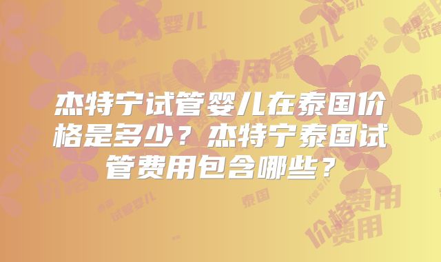 杰特宁试管婴儿在泰国价格是多少？杰特宁泰国试管费用包含哪些？