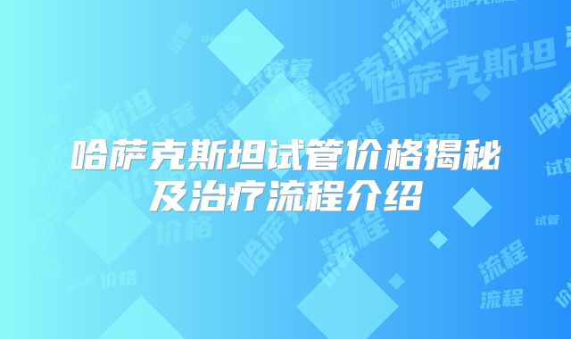 哈萨克斯坦试管价格揭秘及治疗流程介绍