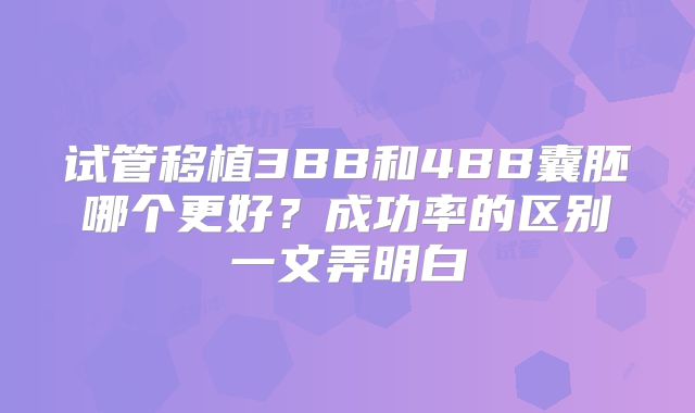 试管移植3BB和4BB囊胚哪个更好？成功率的区别一文弄明白