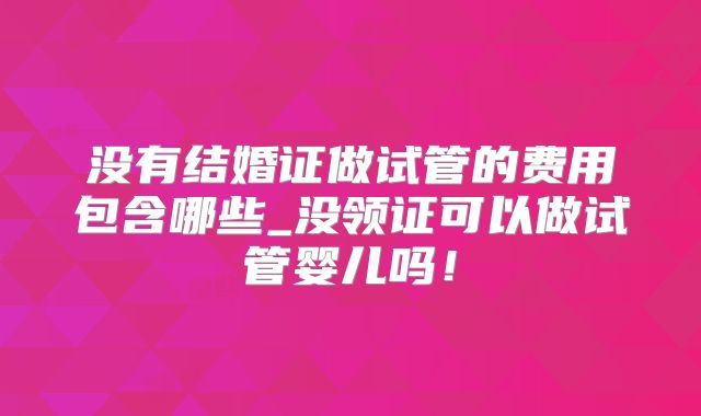 没有结婚证做试管的费用包含哪些_没领证可以做试管婴儿吗!