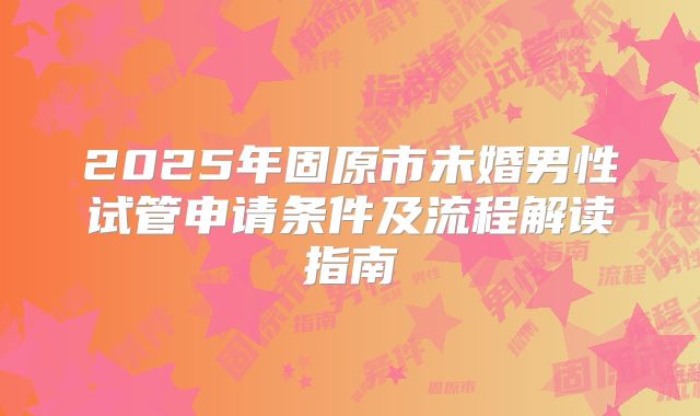 2025年固原市未婚男性试管申请条件及流程解读指南