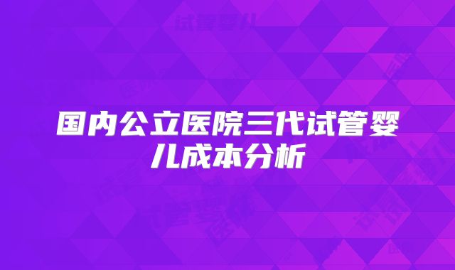 国内公立医院三代试管婴儿成本分析