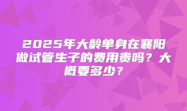 2025年大龄单身在襄阳做试管生子的费用贵吗?大概要多少?