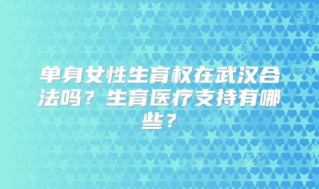 单身女性生育权在武汉合法吗?生育医疗支持有哪些?