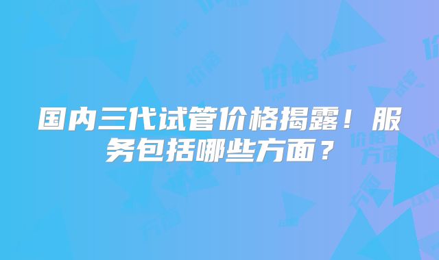 国内三代试管价格揭露!服务包括哪些方面?
