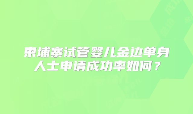 柬埔寨试管婴儿金边单身人士申请成功率如何?