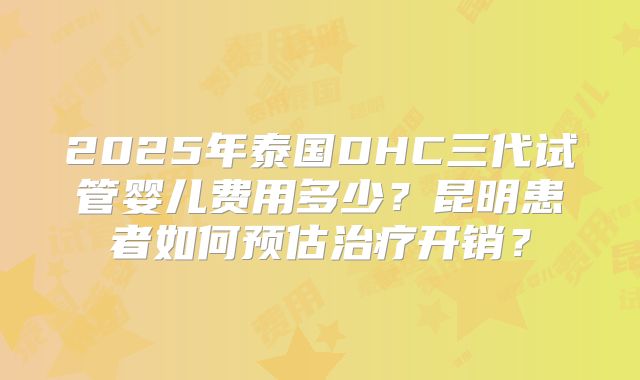2025年泰国DHC三代试管婴儿费用多少?昆明患者如何预估治疗开销?