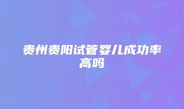 贵州贵阳试管婴儿成功率高吗