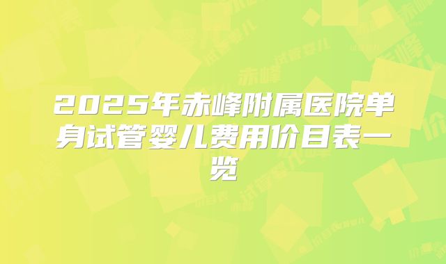 2025年赤峰附属医院单身试管婴儿费用价目表一览
