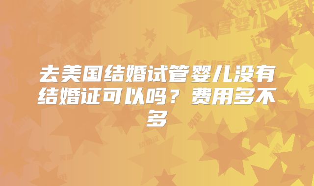 去美国结婚试管婴儿没有结婚证可以吗?费用多不多