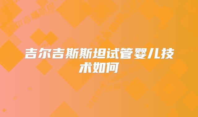 吉尔吉斯斯坦试管婴儿技术如何
