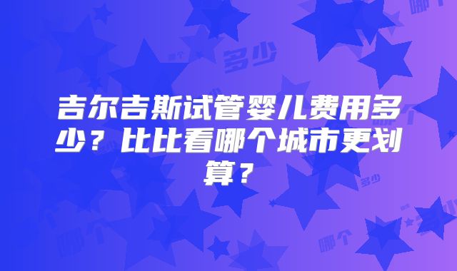 吉尔吉斯试管婴儿费用多少？比比看哪个城市更划算？