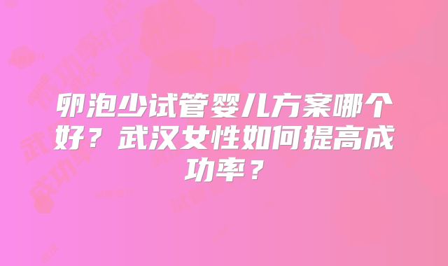 卵泡少试管婴儿方案哪个好?武汉女性如何提高成功率?