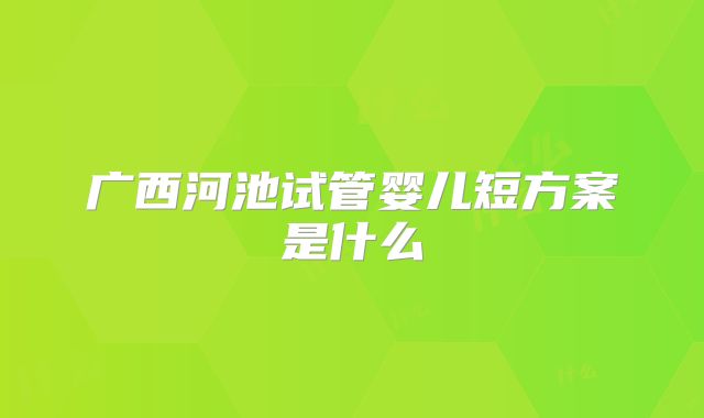 广西河池试管婴儿短方案是什么