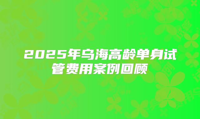 2025年乌海高龄单身试管费用案例回顾