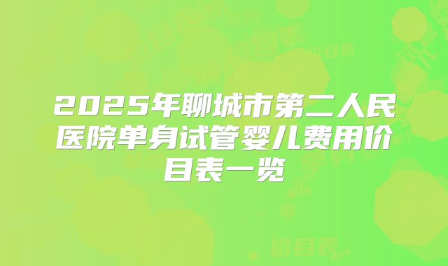 2025年聊城市第二人民医院单身试管婴儿费用价目表一览