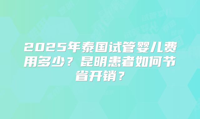 2025年泰国试管婴儿费用多少?昆明患者如何节省开销?