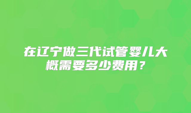 在辽宁做三代试管婴儿大概需要多少费用？