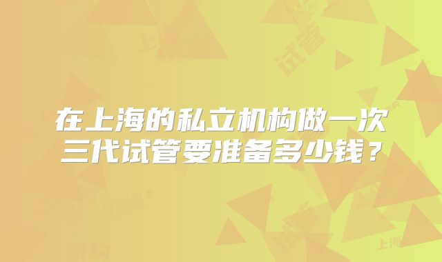 在上海的私立机构做一次三代试管要准备多少钱?