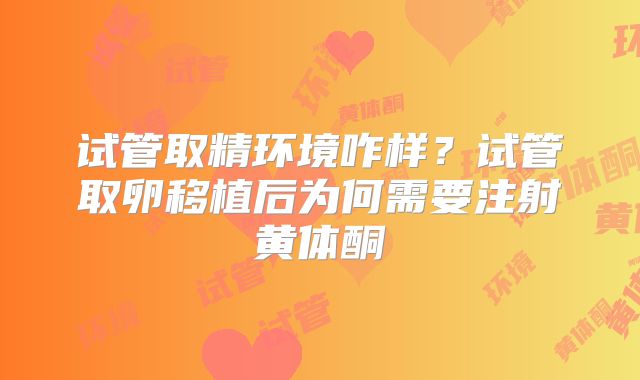 试管取精环境咋样?试管取卵移植后为何需要注射黄体酮