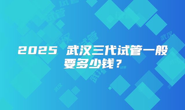 2025 武汉三代试管一般要多少钱?