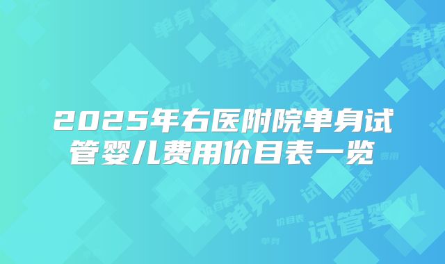 2025年右医附院单身试管婴儿费用价目表一览