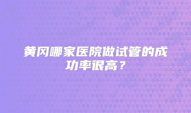 黄冈哪家医院做试管的成功率很高？