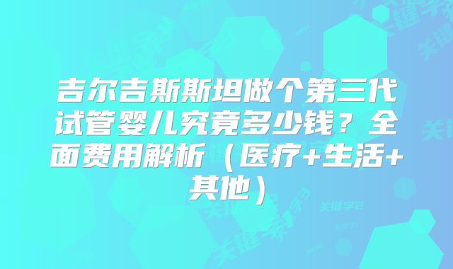 吉尔吉斯斯坦做个第三代试管婴儿究竟多少钱?全面费用解析(医疗+生活+其他)