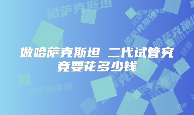 做哈萨克斯坦二代试管究竟要花多少钱