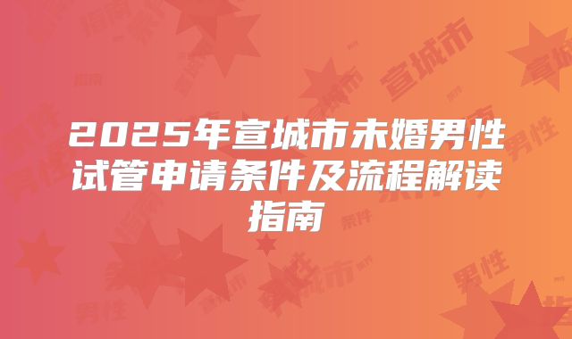 2025年宣城市未婚男性试管申请条件及流程解读指南