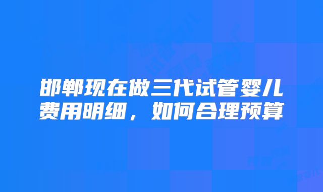 邯郸现在做三代试管婴儿费用明细,如何合理预算