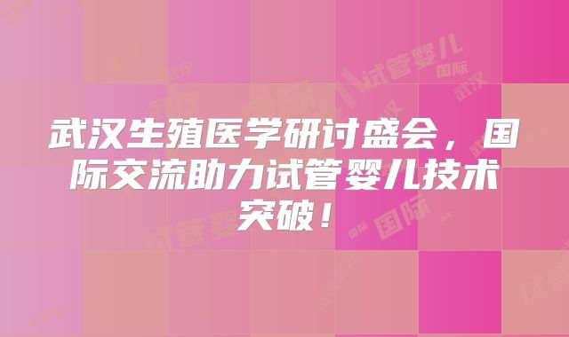 武汉生殖医学研讨盛会，国际交流助力试管婴儿技术突破！