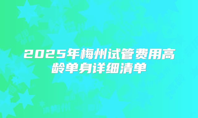2025年梅州试管费用高龄单身详细清单