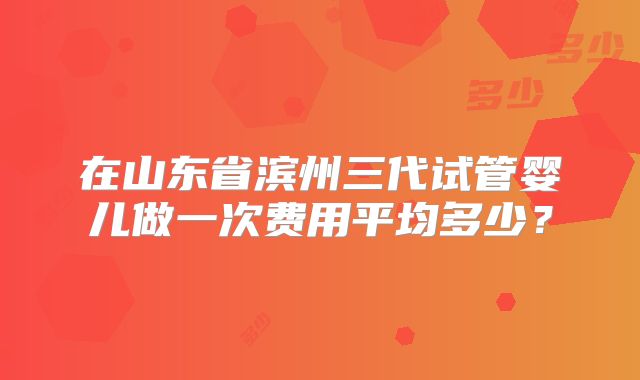 在山东省滨州三代试管婴儿做一次费用平均多少？