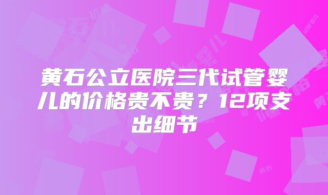 黄石公立医院三代试管婴儿的价格贵不贵?12项支出细节
