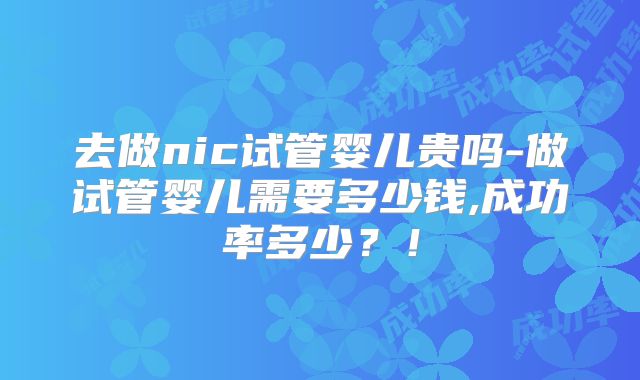 去做nic试管婴儿贵吗-做试管婴儿需要多少钱,成功率多少？！