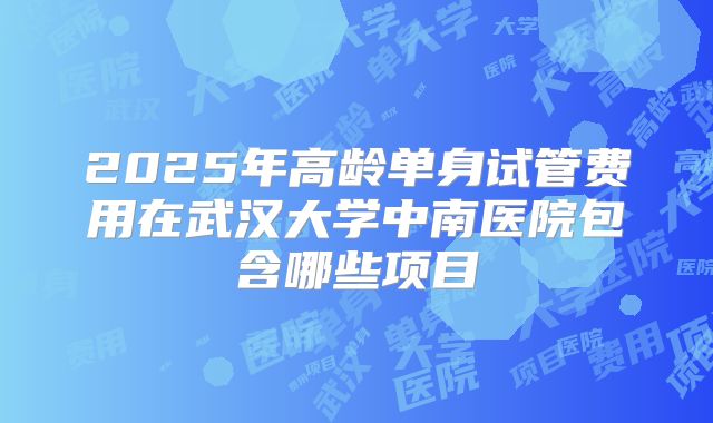 2025年高龄单身试管费用在武汉大学中南医院包含哪些项目