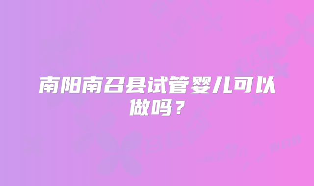 南阳南召县试管婴儿可以做吗？