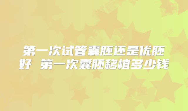 第一次试管囊胚还是优胚好 第一次囊胚移植多少钱
