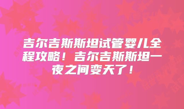吉尔吉斯斯坦试管婴儿全程攻略!吉尔吉斯斯坦一夜之间变天了!