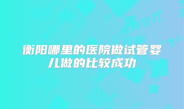 衡阳哪里的医院做试管婴儿做的比较成功