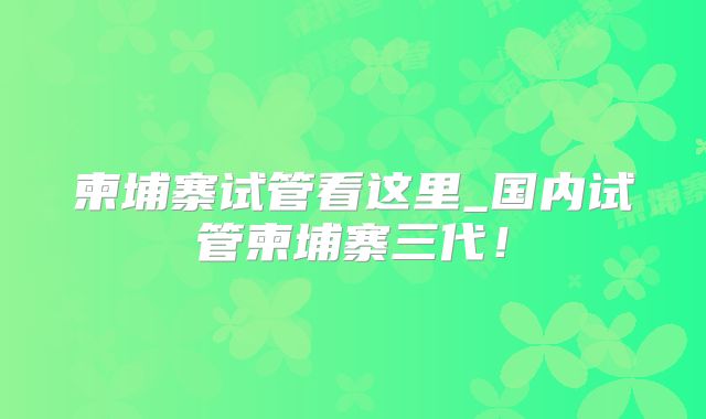 柬埔寨试管看这里_国内试管柬埔寨三代！